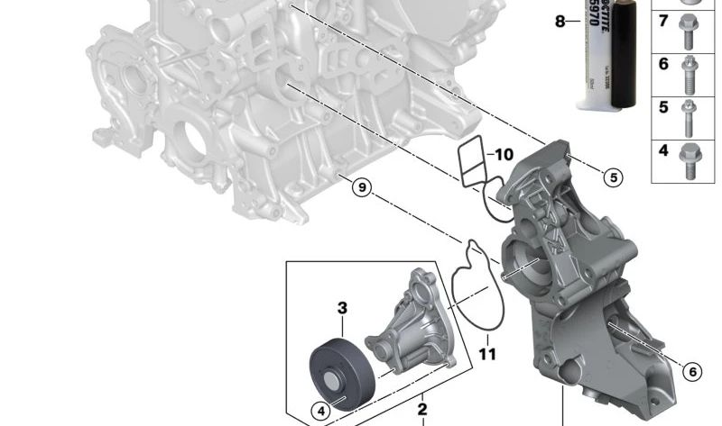 Bomba de agua OEM 11518631692 para BMW F20, F21, F22, F23, F30, F31, F32, F36. Original BMW.