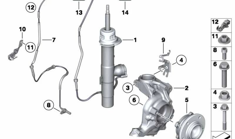 Amortiguador delantero izquierdo OEM 37116792835 para BMW E89. Original BMW.