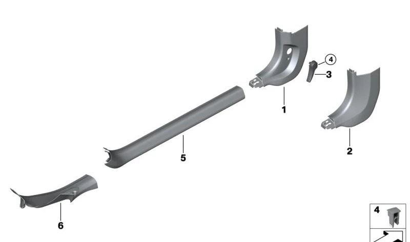 Embellecedor entrada puerta trasera interior izquierda OEM 51477994915 para BMW F93 y G16 (M8, 840d, 840i). Original BMW.