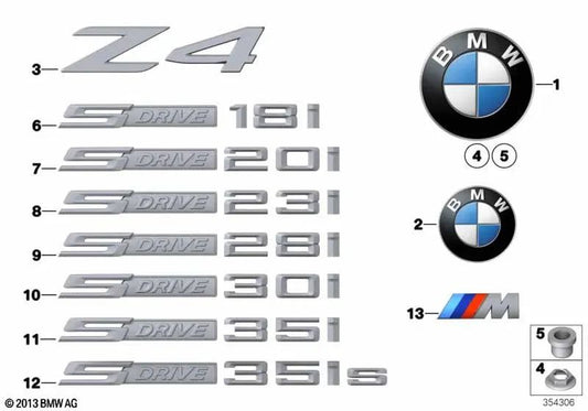 Emblema para BMW Z4 E89 (OEM 51147288175). BMW original