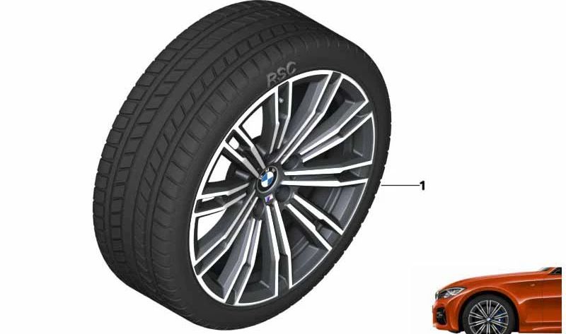 Ensemble complet de pneus d'hiver et de pneus avec capteurs RDC originaux OEM 36115A4F0D1 pour la série BMW 4 (G42, G22, G23) et série 3 (G20, G21). BMW d'origine.