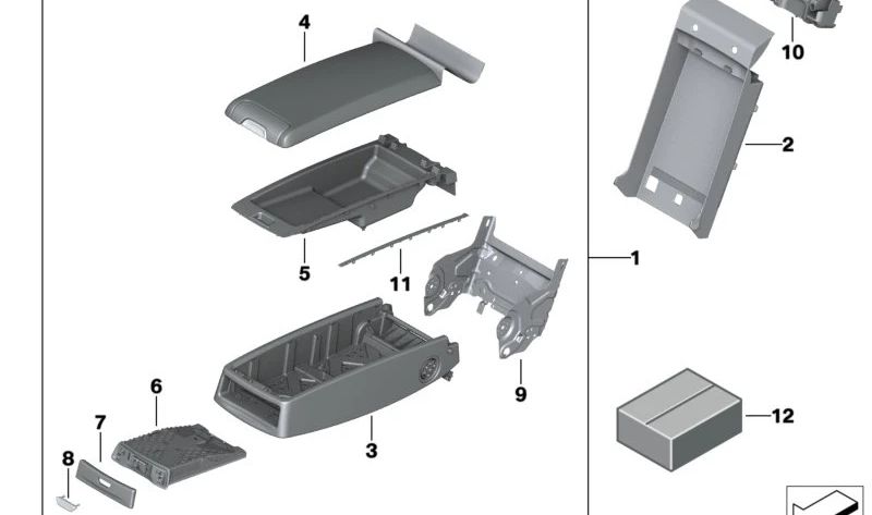 Soporte portavasos OEM 52207401264 para BMW G38, G11, G12. Original BMW.