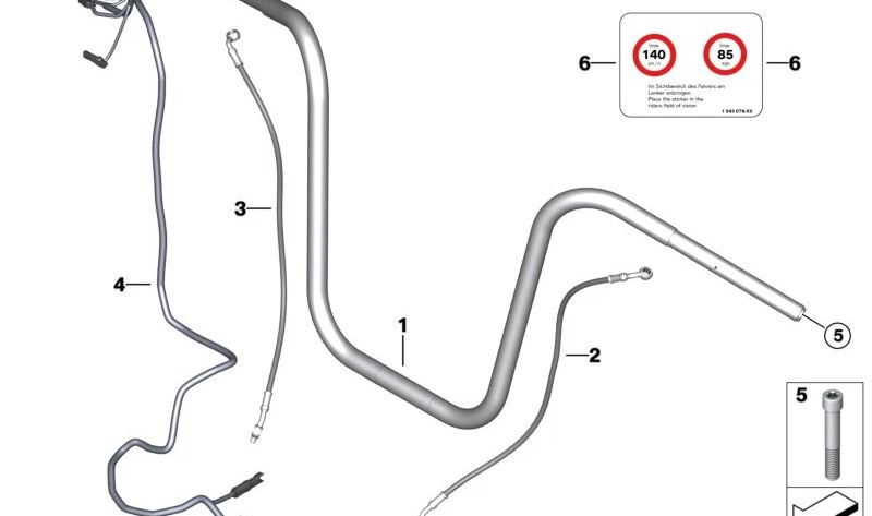 Tubo flexible de freno delantero OEM 77227923457 para BMW Motorrad R 18, R 18 Classic. Original BMW Motorrad.