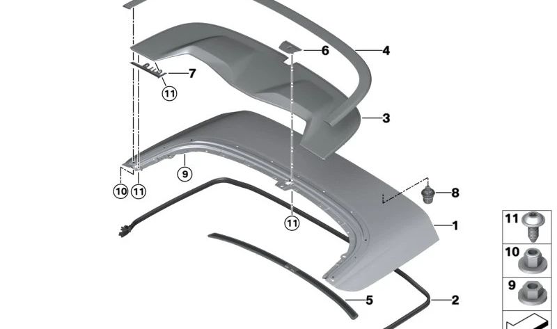 Hood lid molding OEM 51177490636 for BMW 4 Series Convertible (G23). Genuine BMW