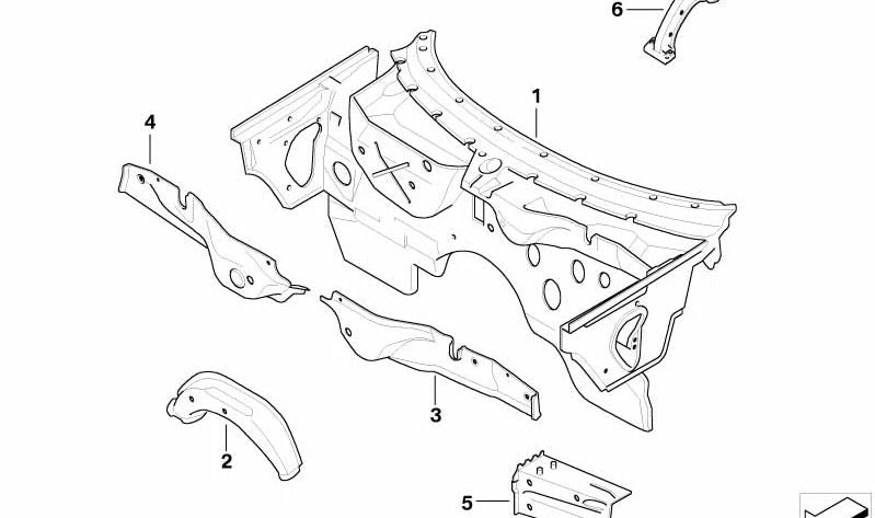 Conexión entre paso de rueda y entrada derecha OEM 41117064608 para BMW Z4 (E85). Original BMW.