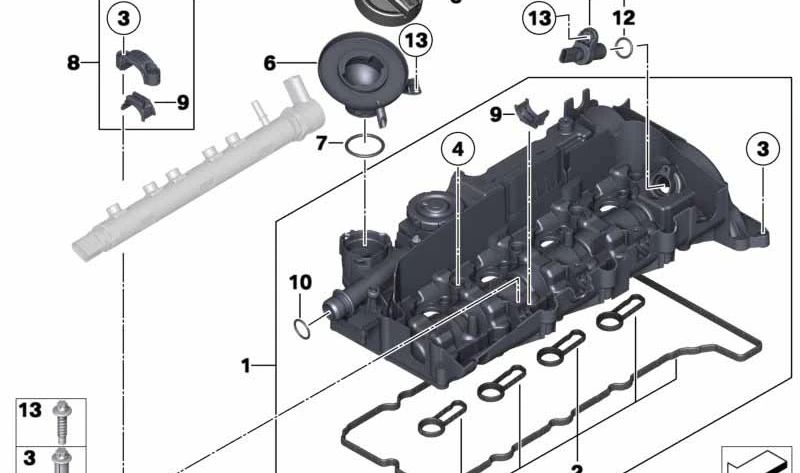 Tubo de llenado de aceite OEM 11127810587 para BMW X3 F25 {sDrive18d, sDrive28d, xDrive20d} y BMW X5 F15. Original BMW.
