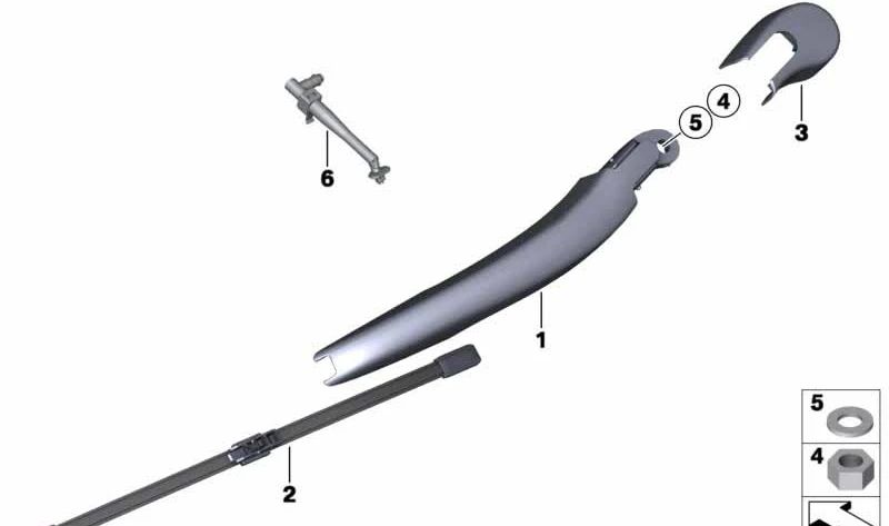Tapa embellecedora brazo limpiaparabrisas OEM 61627066175 para BMW F31, E61, F11. Pieza original BMW.