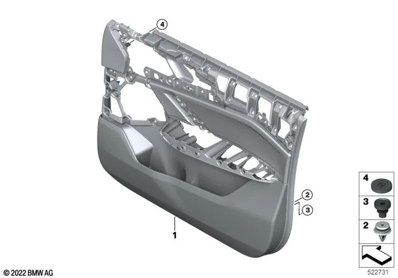 Revestimiento de puerta delantera derecha OEM 51415A68542 para BMW X1 (U11) 18i, 20d, 23i... y más. Original BMW.