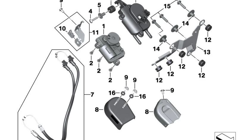 Suporte do regulador da aba dos gases de escape OEM 18518357194 para BMW Motorrad M 1000 R, M 1000 RR, S 1000 R, S 1000 RR. Originais BMW Motorrad.