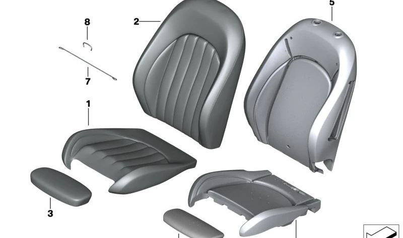 Indigo Blue leather seat bench side upholstery OEM 52107939839 for MINI F55, Clubman F54, Countryman F60... and more. Original MINI.