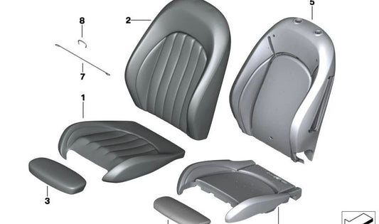 Acolchado asiento derecho OEM 52107457024 para MINI F56, F55, Clubman F54, Cabrio F57, Countryman F60... y más. Original MINI.