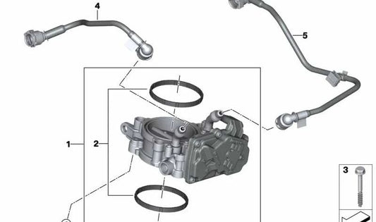 Cuerpo de mariposa OEM 13548053336 para BMW F97, F97N, F98, F98N, G20N, G21N, G80, G80N, G81, G81N, G26, G82, G82N, G83, G83N. Original BMW.