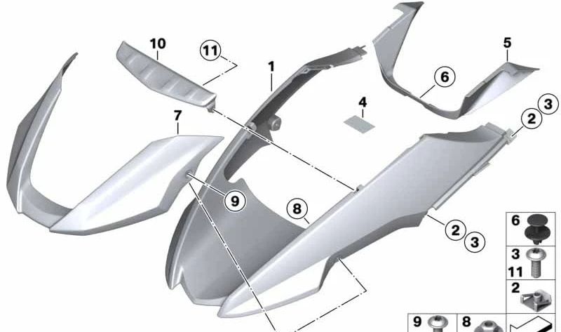 Elemento di prolungazione OEM 46617705386 per motociclette BMW R 1200 GS e R 1200 GS Adventure (K25). BMW MOTORAD originale.