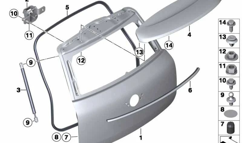 Spoiler trasero OEM 51629811625 para MINI Countryman R60 (2010-2016). Original MINI.