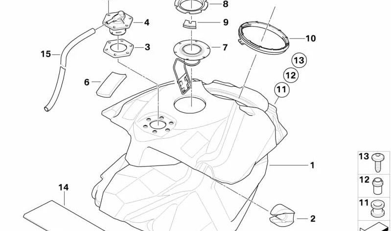 Capa de goma OEM 46637691691 para depósito de combustible en BMW Motorrad HP2 Enduro, HP2 Megamoto. Original BMW Motorrad.