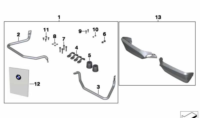 Abrazadera de sujeción OEM 77328523247 para BMW Motorrad F800GS (FK72) modelos 2012-2017. Original BMW Motorrad.