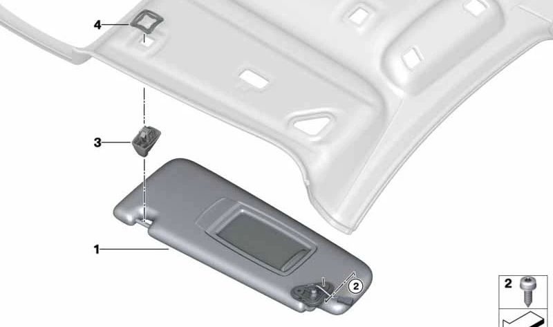 Visor de parasol com rótulo direito para BMW 7 G11 Series, G12 (OEM 51168062816). BMW original.