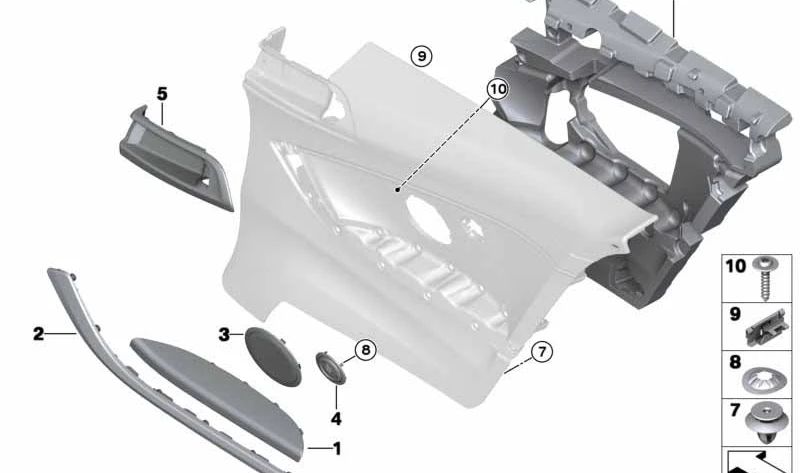 Tapa embellecedora del brazo del cinturón derecho OEM 51438060372 para BMW F82 {M4 (2014–2020)}. Color negro. Pieza original BMW.