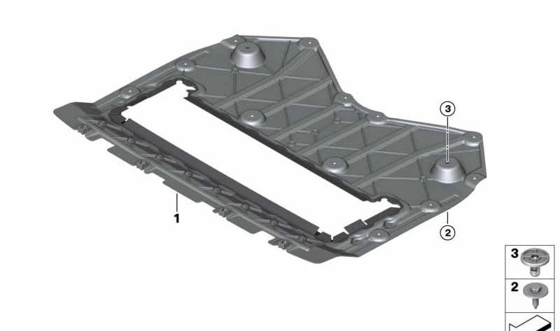 Cubierta inferior del motor OEM 51758060098 para BMW F91, F92, F93 M8 Competition. Pieza original BMW.