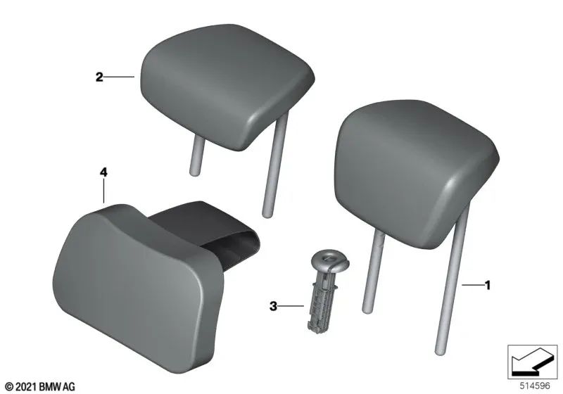 Apoyacabezas central tela antracita OEM 52207384809 para BMW F45, F46, X1 F48, X2 F39... y más. Original BMW.