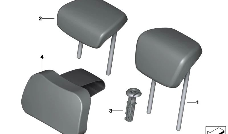 A apoio de cabeça de couro sintético para BMW 2 F45 Series, F46, X1 F48, X2 F39 (OEM 52207384936). BMW original