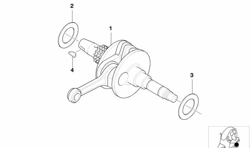 Cigüeñal OEM 11117663101 para motos BMW C1 (1999-2003). Original BMW Motorrad.