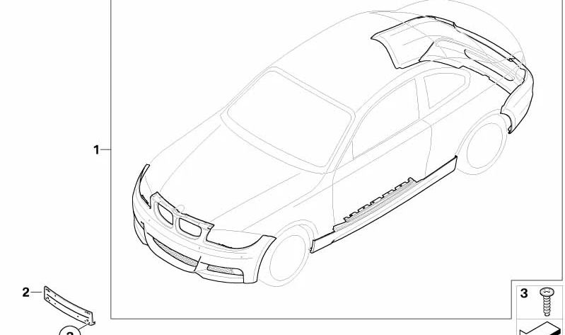 Kit aerodinámico M Performance OEM 51950441145 para BMW E82 y E88. Original BMW.