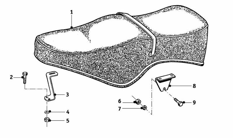 Asiento original OEM 52539034021 para BMW Motorrad RT26, RT27, RT50 (R50, R50 S, R50/2), RT60 (R60, R60/2), RT69 (R69, R69 S). Compatible con modelos de 1955 a 1969. Original BMW Motorrad.