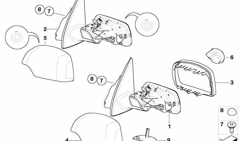 Rétroviseur gauche sans chauffage en verre OEM 51167039915 pour BMW X5 E53. BMW d'origine.