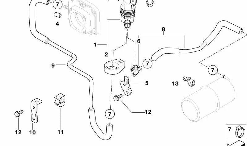 Manguito de admisión OEM 13907556934 para BMW E53 (X5). Original BMW.