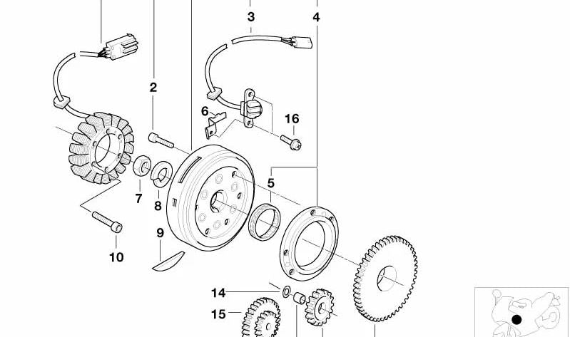 Generador OEM 12317715476 para motos BMW G 650 GS, G 650 GS Sertão. Original BMW Motorrad.