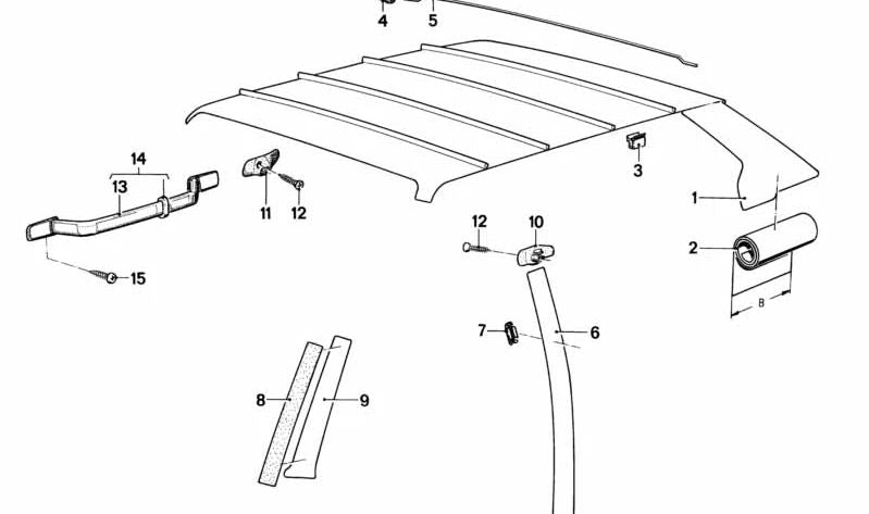 Tapón de embellecedor OEM 51431849844 para BMW E21. Pieza original utilizada en el techo interior (guarnecido del techo y asideros). Original BMW.