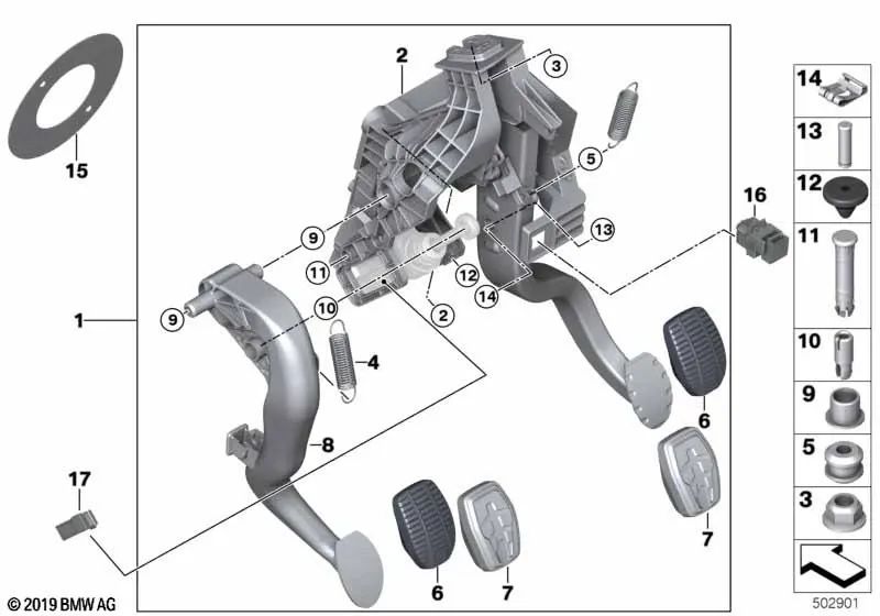 BMW cilindro BMW Serie 1 F40, F52, Serie 2 F44, F45, F45N, F46, F46N, X1 F48, F48N, X2 F39, Mini F54, F54N, F55, F55N, F56, F56N, F57, F57N, F60, F60, F60, F60, F60, F60, F60, F60N (OEM 35006860670). BMW originale.