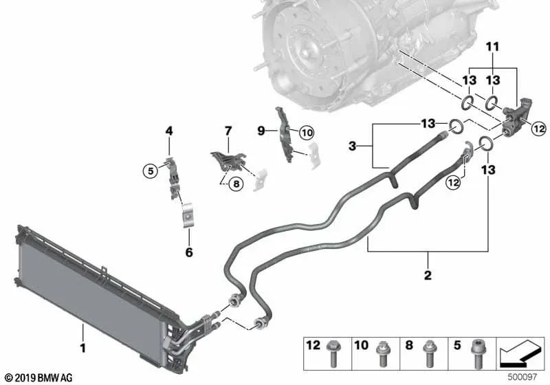 Tubo di ritorno del radiatore dell'olio di ricambio OEM 17228672936 per BMW X3 G01, X3 G08, X4 G02... e altro ancora. BMW originale.