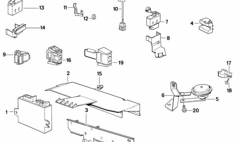 Suporte OEM Clxon 65811378029 para BMW E32, E34. BMW original.