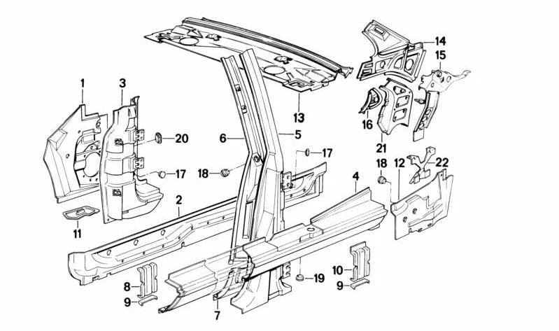Côté droit CROSSBAR OEM 41111913088 pour BMW E30 (316i, 316) avec moteur M10 et traction arrière. Compatible avec les versions manuelles et automatiques. BMW d'origine.