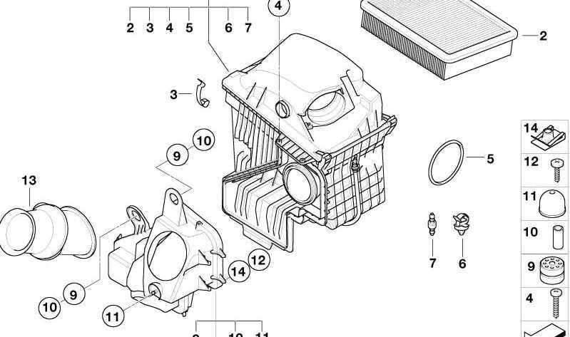 Silenciador de admisión de aire izquierdo OEM 13717541060 para BMW E65, E66. Original BMW.