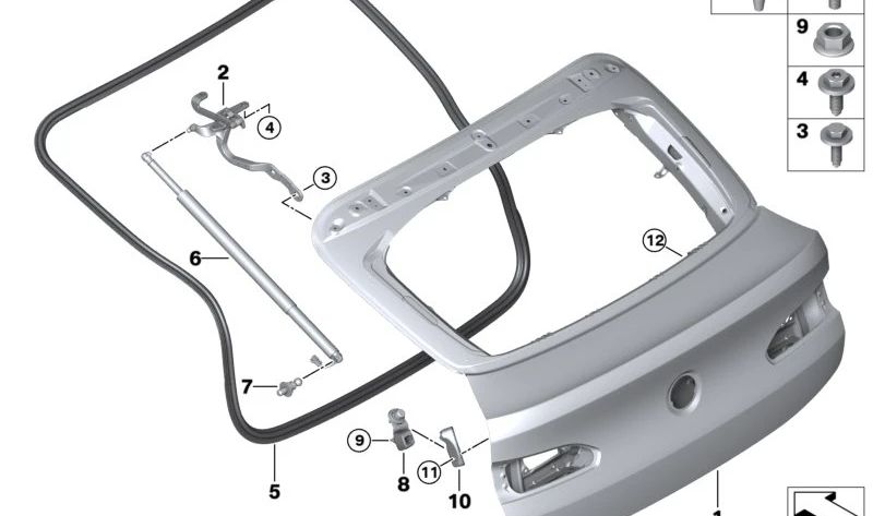 Cierre de portón trasero derecho OEM 51247458092 para BMW G02, F98. Original BMW.