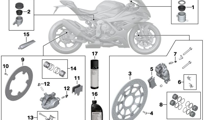 OEM 34211542314 Pieni di fissaggio impostati per BMW M 1000 RR (K66) 2020-2025. BMW MOTORAD originale.