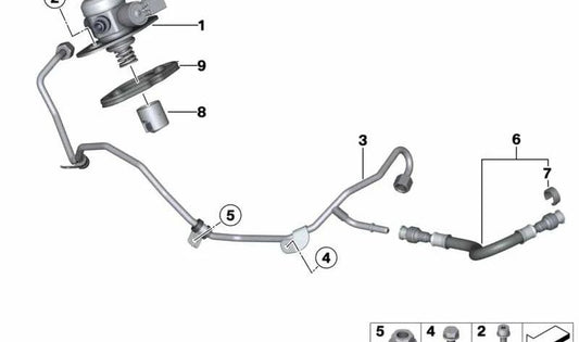 Tubo de alimentação de combustível OEM 13538610612 para BMW F07, F10, F11, F06, F12, F13, F01, F02, F15, F16. BMW original.