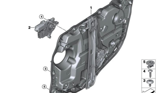 Elevalunas sin motor trasero derecho OEM 51358499444 para BMW G28. Original BMW.