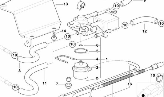 Manguito de combustible OEM 13311435092 para BMW E39 (528i, 540i) y BMW E38 (740i, 740iL). Conecta componentes del sistema de combustible. Original BMW.