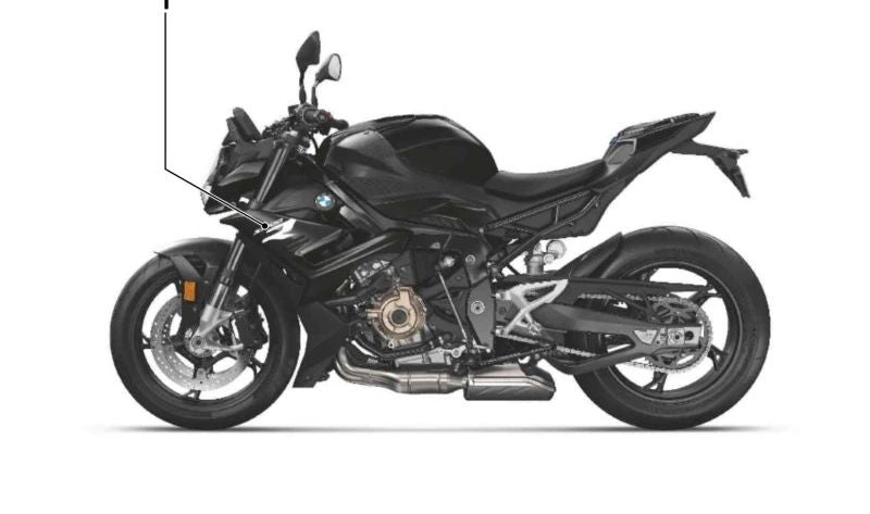 Decorazione rivestimento laterale sinistro OEM 51147914799 per BMW Motorrad S 1000 R (K63) 2020-2024. BMW Motorrad originale.