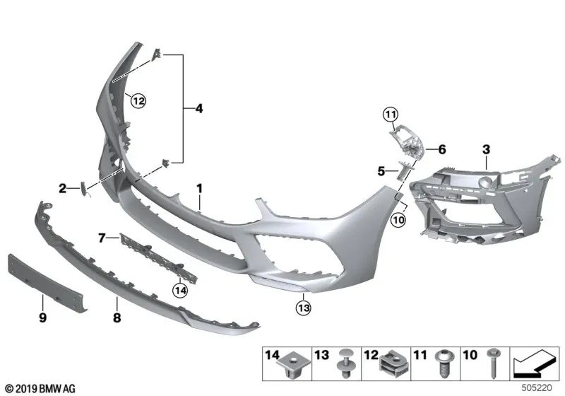 Front tow hook cover primed for BMW F91, F92, F93 (OEM 51118099336). Original BMW.