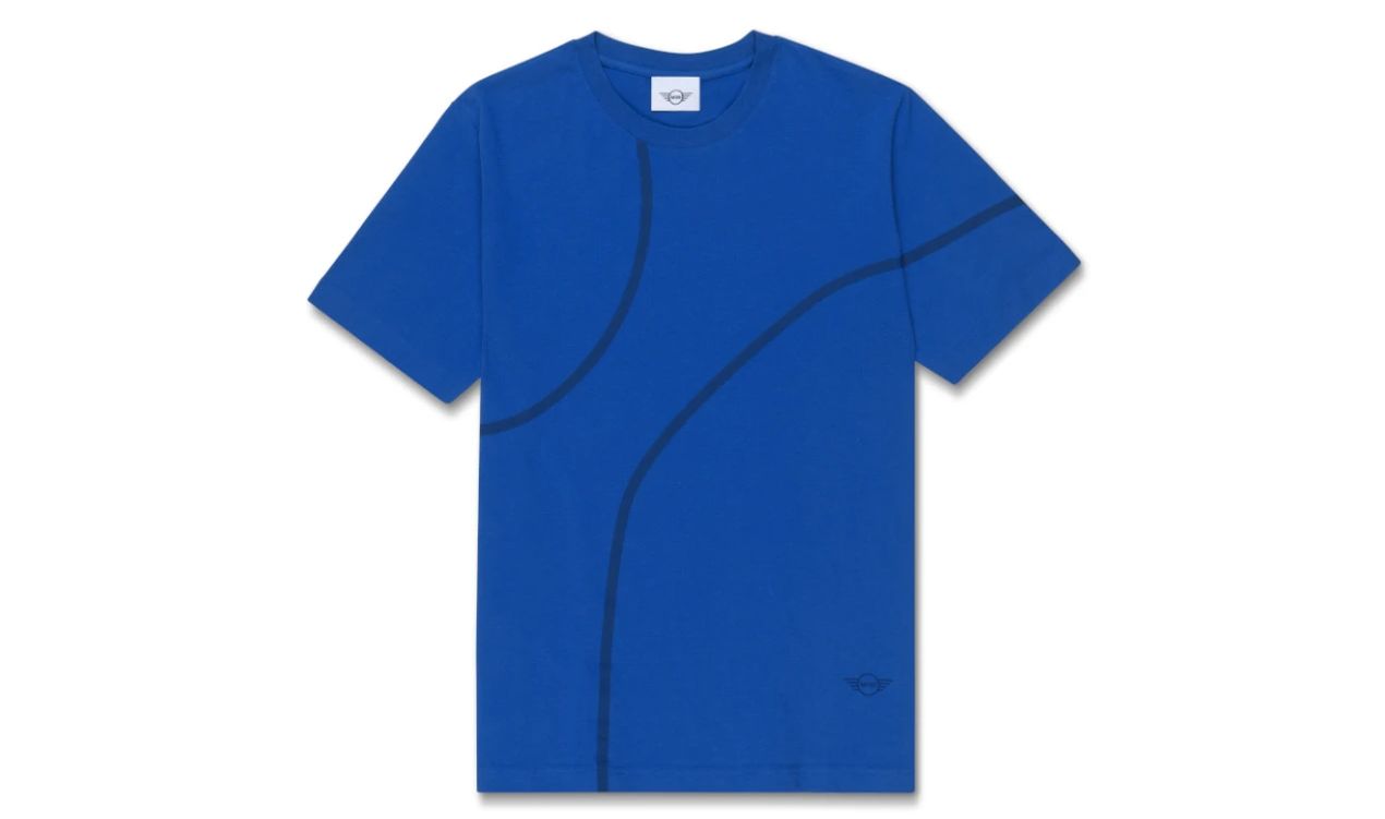 Camiseta MINI Outline Print Talla L Blazing Blue OEM 80145B32047 para MINI {Todos los modelos}. Algodón 100%, diseño clásico con logo MINI y estampado. Original MINI.