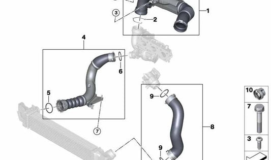 OEM Air -Eintrittskanal 13719452508 für BMW F40 (116i, 118i) und F44 (216i, 218i). Kompatibel mit B38B- und B38C -Motoren. Original BMW Stück.