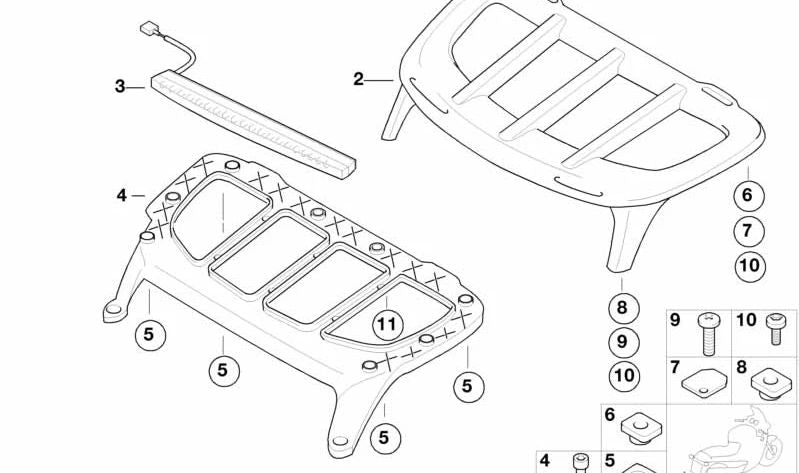 Pieza distanciadora trasera izquierda OEM 52537655295 para BMW Motorrad K1200RS, K1200LT. Original BMW Motorrad.