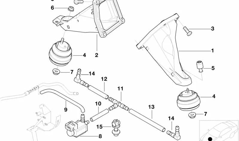 Suporte ao motor OEM 22116751322 para BMW E38. BMW original.