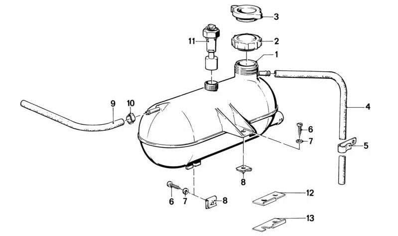 Depósito de refrigerante OEM 17111707505 para BMW E24, E28, E30. Original BMW.