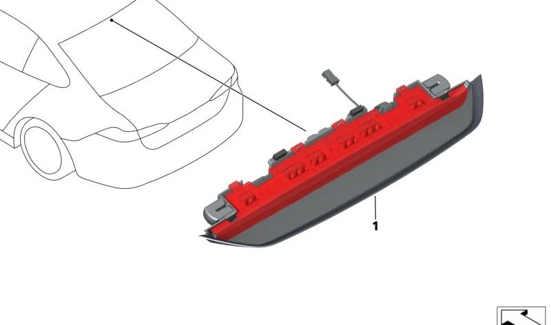 Terza luce del freno (pilota centrale) OEM 63255A016C9 per BMW G60 e G90. BMW originale.